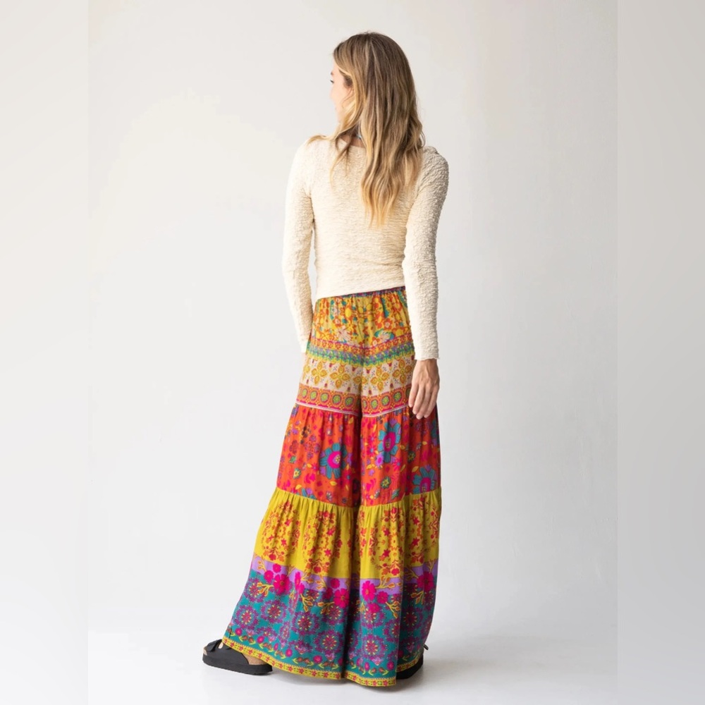 NATURAL LIFE Colorful Red Mustard Patti Palazzo Pants - Picture 5 of 5